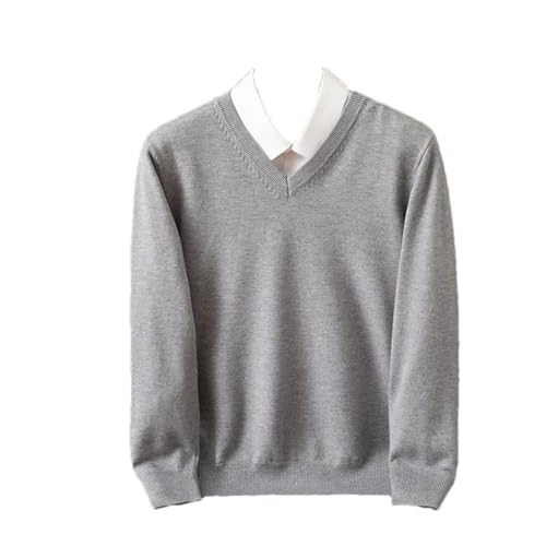 Rfmfkkg Men's Cashmere Winter Knitted Sweater V-Neck Pullover Knitted Long Sleeve Warm Business Jumper