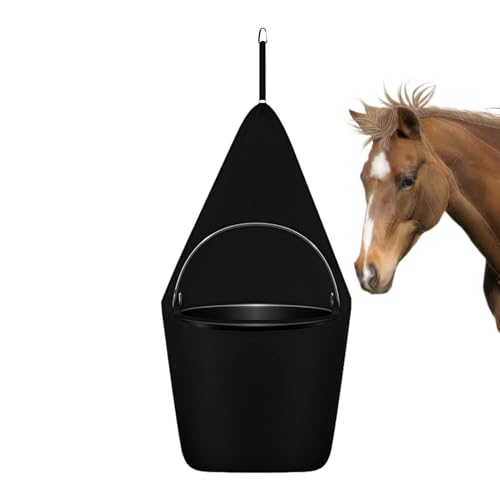 Feed Bag for Horses – Durable Grain Feeid Bucket Bag with Adjustable Straps | Hanging Water Feed for Stable, Barn, or Horse Trailer | Portable Horse Feeding & Trailer Accessories