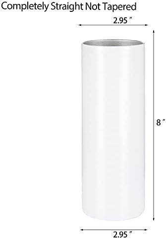 YOUKE OLA 10 Pack Sublimation Tumblers Bulk Straight Skinny Tumbler Blanks 20oz for Heat Transfer, Individual Gift Boxed, Double Wall Insulated Tumbler with Shrink Wrap Films & Heat Tape & Straws