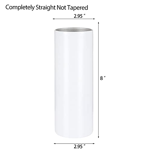 YOUKE OLA 10 Pack Sublimation Tumblers Bulk Straight Skinny Tumbler Blanks 20oz for Heat Transfer, Individual Gift Boxed, Double Wall Insulated Tumbler with Shrink Wrap Films & Heat Tape & Straws by YOUKE OLA - Image 2