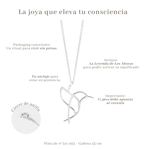 Miniatura 2 de Los Ahoras Collar Mujer Colibrí Plata De Ley Para Vivir Regalos Originales Para Mujer Con Significado Colgante Emocional Que Invita A Vivir El Presente Acabado Plata