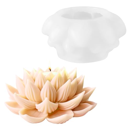 ZMDMAH Moldes de silicona con forma de flor de loto 3D, moldes...