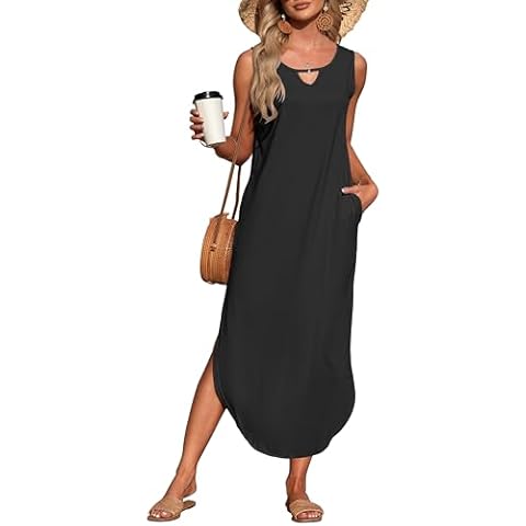 AUSELILY Women's Black Halter Maxi Dress Cover