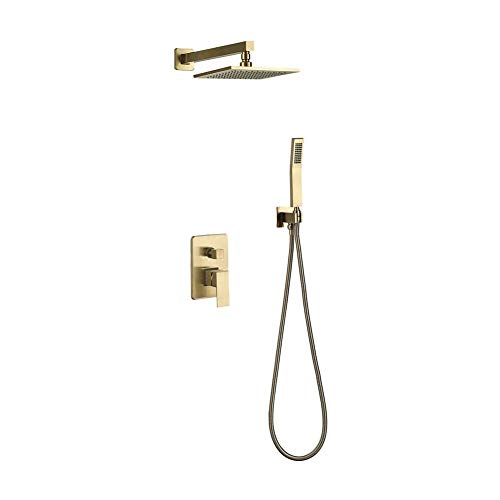 Ensemble combiné de douche mélangeur doré avec pommeau de douche de luxe de 10 pouces