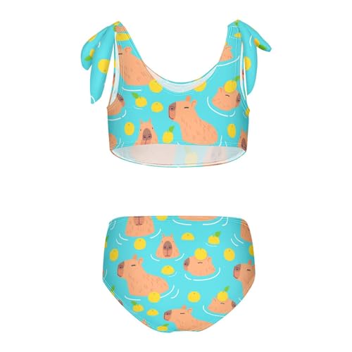 Wusikd Cute Capybaras Girls Swimsuits Two Piece Lemon Swimwear Bikini Set for for Girls Size 9-102