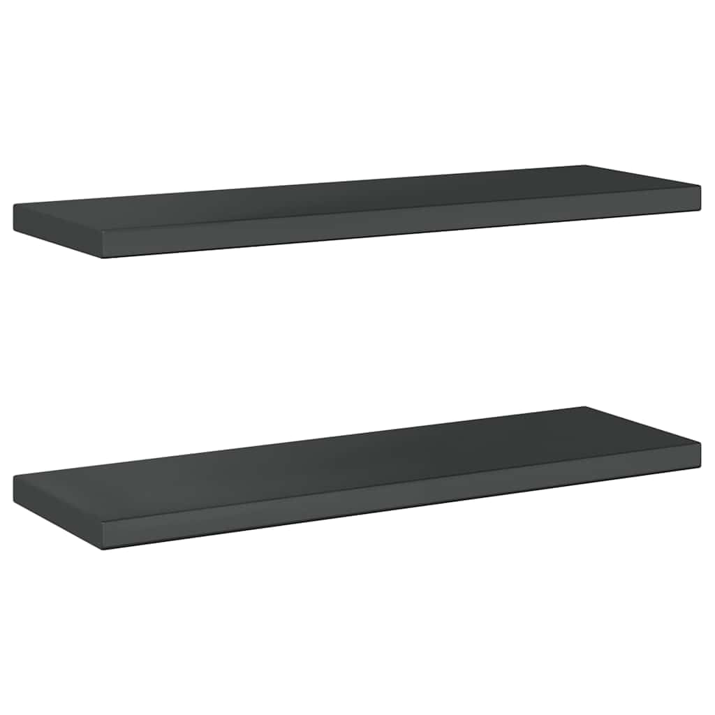 Półki ścienne 2 szt. 75 x 23,5 x 3 cm, czarne, ze stali nierdzewnej, półki wiszące do salonu, sypialni, odporne na korozję, oszczędność miejsca, łatwy montaż, nośność 100 kg