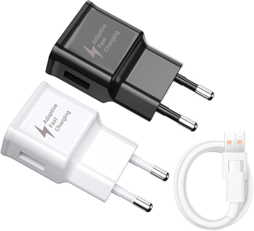 Cargador USB 5V/2A, Adaptador de CA USB-A Universal Compatible con Samsung, Huawei, Xiaomi y Otros Dispositivos (Negro y Blanco con Rayas)