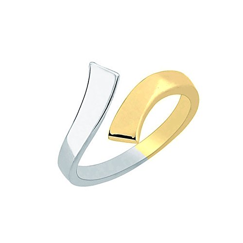 Ritastephens 10K Yellow White Two Tone Gold Crossover Shiny Toe Ring or Ring Body Art Adjustable