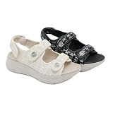 Damskie letnie buty na koturnie, sandały na koturnie, z otwartymi palcami, eleganckie letnie buty dla eleganckich, 1A czarny, 37.5 EU