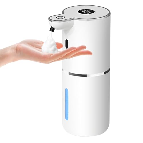 Automatic Foaming Soap Dispenser,6 Level Adjustable Foam, Wall Mount Soap Dispenser,USB Rechargeable with LED Display,12.8oz/ 380ml Touchless Hand & Dish Dispenser for Bathroom, Kitchen