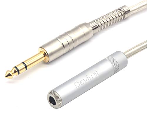 Devinal 1/4 Verlängerungskabel, 6,35 mm, vergoldetes Nylon, geflochtenes langlebiges Audiokabel, Stereo-Kabel, 3 m