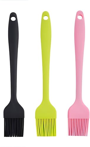 3-Pack Silicone Basting Pastry Brushes for Baking Cooking & BBQ - Heat Resistant Up to 446F Dishwasher Safe
