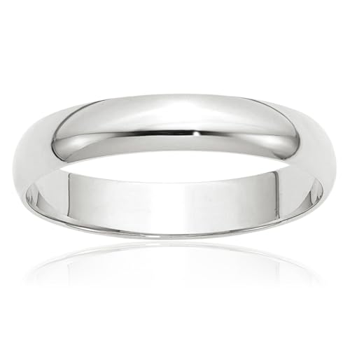 IceCarats 10K Solid White Gold 4mm Half Round Plain Classic Wedding Band Ring