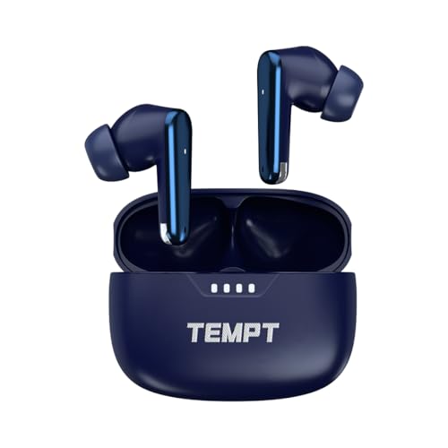 TEMPT Cult Pro | 32db ANC | 8hrs + 52hrs Playtime | 13mm Bass Driver | 65ms Auto Latency, LC3 Codec | Clear Calls with Quad Mic | Wireless Earbuds Powered by OxyAcoustics | IPX5 & BT 5.3 TWS (Blue)