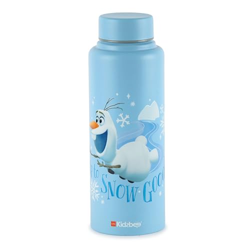 Image of CELLO Kidzbee Vortex Single Wall Steel Water Bottle For Kids 700 ml | 3D Touch & Feel Olaf Design Fridge Safe Spill Proof & Leak Proof Stainless Steel Water Bottle For School Kids, Travel & Picnic