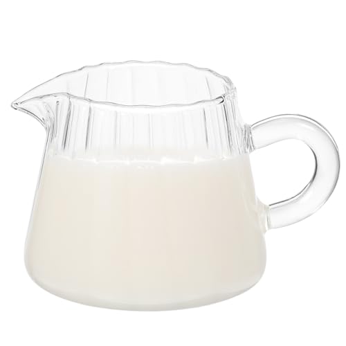 Ciieeo Brocca per latte in vetro borosilicato, con beccuccio da 150 ml, piccola brocca per caffè e latte, per uso domestico e bar