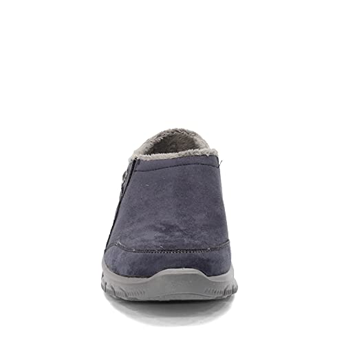 Skechers Women's Clogs - Relaxed Fit: Easy Going - Latte-Twin Gore Open Back Suede Fur Slip-On Clogs with Air Cooled Insole Mule, Navy, 5