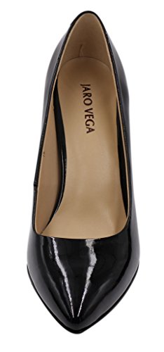 Women's Chunky Heel Closed Pointed Toe Patent Leather Dress Pumps Shoes4