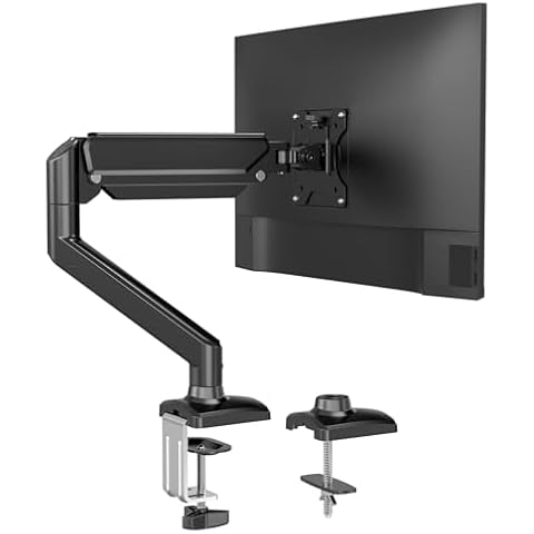 C-MOUNTS Single Monitor Desk Mount Full Motion Adjustable for 13" to 32" Monitor,Heavy Duty Gas Spring Monitor Arm Holds 4.4 to 19.8 lbs,Monitor Arm Single Set up Easily, Max VESA 100x100mm Cover