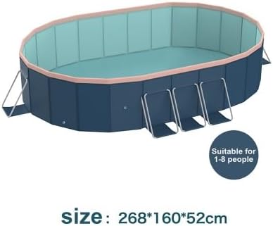 Foldable Pool, Non-Inflatable Swimming Pools for Adults & Kids, Portable Pool with Rigid Puncture-Proof Hard Composite Board,Kiddie Pool for Backyard Garden Outdoor Dog Pool,Blue (118''×86.6"×19")