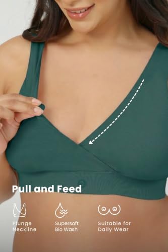 Image of ZELENA Maternity Padded Bra | Removable Cups, Broad Waistband | Soft Stretchable Modal Fabric | Easy Pull Nursing Bra for Pregnancy and Breastfeeding