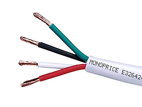 Image of Monoprice Rated Speaker Wire - CL2 Rated, 4-Conductor, Jacketed In PVC, 14AWG, 250 Feet, White - Access Series