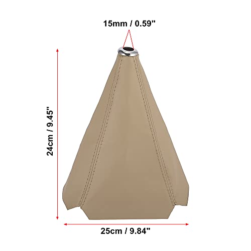 X AUTOHAUX Shift Boot Cover Dust Proof Universal for Vehicle Car Beige PU Leather