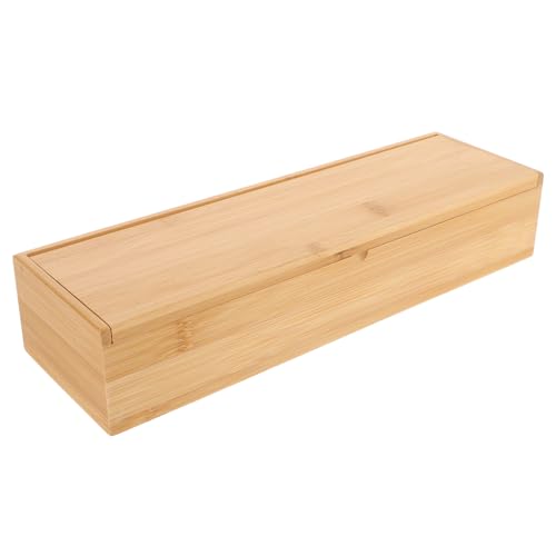 DEARMAMY Flatware Wood Tray with Lid Kitchen Cutlery Utensil Drawer Organizer Bamboo Chopsticks Box...