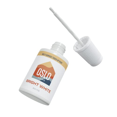 Oslo Home Touch Up Paint, 1Oz Bright White Satin Finish, W/Brush In Bottle, Quick Drying, Self-Priming, For Rental And Home Repairs, Walls, Trim, Kitchen Cabinets, Furniture, Shutters And More #TOP1