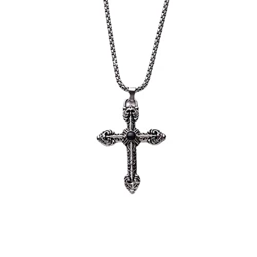 LREUIP Gothic Style Men's and Women's Cross Personalized Fashion Punk Necklace, Metallic Temperament, Party Gift (Metal)
