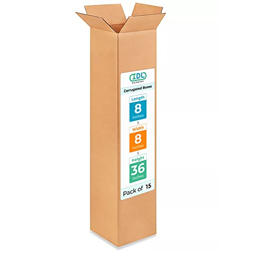 Tall Moving &amp; Shipping Boxes 8"L x 8"W x 36"H (15-Pack) - Extra Strength 200 lb vs Regular - Corrugated Moving Boxes for USPS/UPS/FEDEX - Packaging Box - Box Moving Supplies by IDL Packaging