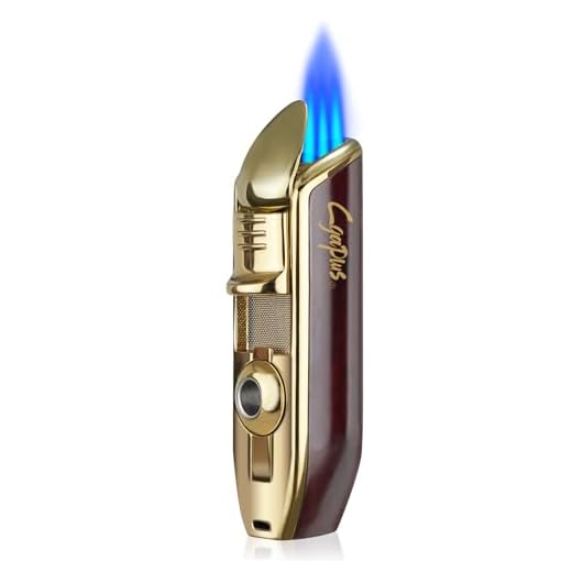 Cigar Torch Lighters Butane Refillable Windproof Lighter with Punch Without Gas(Red)