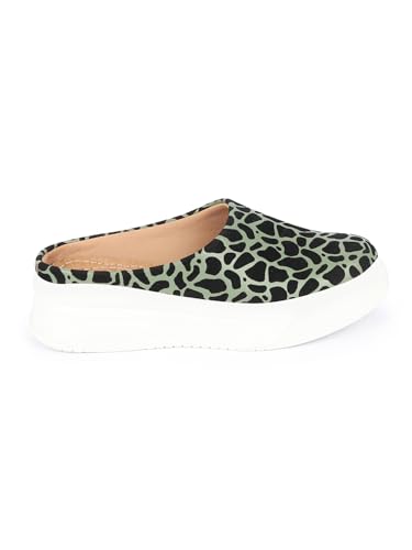 Image of FAUSTO Women's Fashion Outdoor Leopard Print Height Enhancer Open Back Slip On Casual Shoes