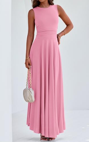 Image of PRETTYGARDEN Womens Summer Dresses 2026 Casual Sleeveless Crewneck Aline Maxi Dress Stretch Tank Flowy Long Dresses