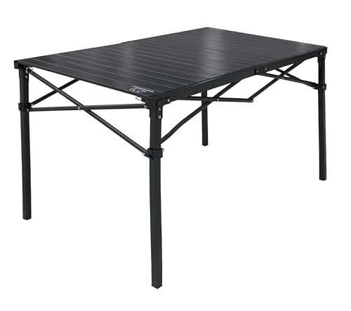 MOUNTAIN SUMMIT GEAR Heavy-Duty Roll-Top Table for Camping (Large) - Portable Aluminum-Top Folding Table with Steel Frame by Caddis Sports