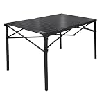 Heavy-Duty Roll-Top Table for Camping (Large) - Portable Aluminum-Top Folding Table with Steel Frame by Caddis Sports
