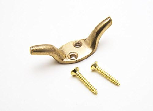 3 X 2 Inch Brass Cleat Hooks Curtain Tie Hold Backs with Screws