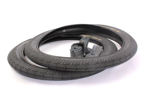 KHE MAC3 - Juego de neumáticos BMX con tubos Twiggy, 2,40 pulgadas, neumáticos de 690 g, tubos de 108 g, doble carcasa, color negro