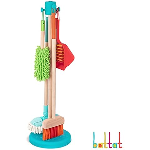Battat - Kids Cleaning Set - Cleaning Toys for Toddlers, Children - Pretend Play Kit - Broom, Mop, Brush, Dustpan, Duster - 2 Years + - Sweep n' Clean Cover