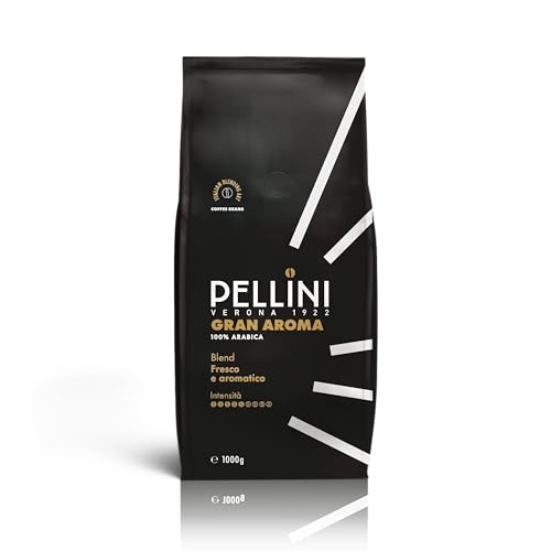 Pellini N.3 Gran Aroma, Caffè in Grani per Espresso 1kg, Miscela 100% Arabica dal Gusto Deciso e Armonioso, Caffè in Chicchi a Tostatura Lenta