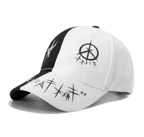 Unisex Black&White Graffiti Baseball Cap, Fashion Graphic and Cool Hip Hop Style Snapback Hat, Punk Rock and Stylish Streetwear Hat for Men & Women Adjustable Cap