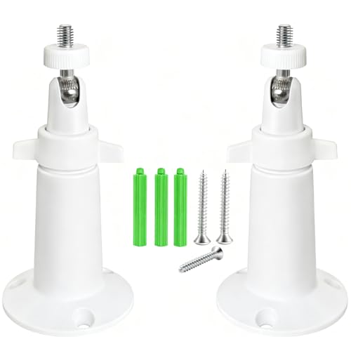 Adjustable Metal Wall Mount Compatible with Arlo, Arlo Pro 2/3/4/5/Ultra/Ultra 2, Ring Stick Up Cam, Ring Indoor Cam(1st Gen), Wyze Cam V3, 360 Degree Adjustable Screwless Bracket (2-Pack White)