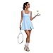 Cecinlyn Womens Tennis Dress Built in Shorts Athletic Dress with Pockets for Golf Workout Active,Blue,M