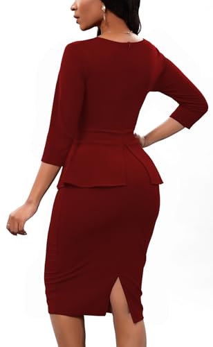 Bestgirl Women'S Bodycon Pencil Dress Teacher Office Church Modest Business Wear To Work Bodycon Sheath Suiting Dresses thumb #5