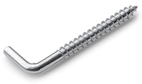 SS8 60mm L Hooks Screw in (Pack of 5) Hook Heavy Duty Square Cup Metal Hanger Picture Hanging Dresser Outdoor