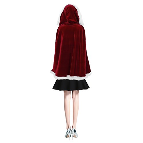 80/100/120/150CM Red Velvet Christmas Santa Claus Mrs Claus Cloak Hooded Cape Poncho Christmas Party Supplies Cosplay Costume Robe Fancy Dress Outwear - Image 2
