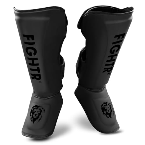FIGHTR Shin Guards Extra Thick with Perfect Fit and Ideal Padding | Extra Thick Shin Guard for Kicks in Kickboxing MMA Muay Thai and Martial Arts