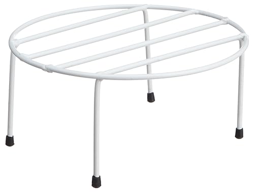 Image of Amazon Brand - Solimo Metal Flower Pot Stand (White, Set of 4, Round) | Gamla Stand for Home | Plant Stand for Balcony | Premium Flower Pot Stand | Plant Stand for Living Room
