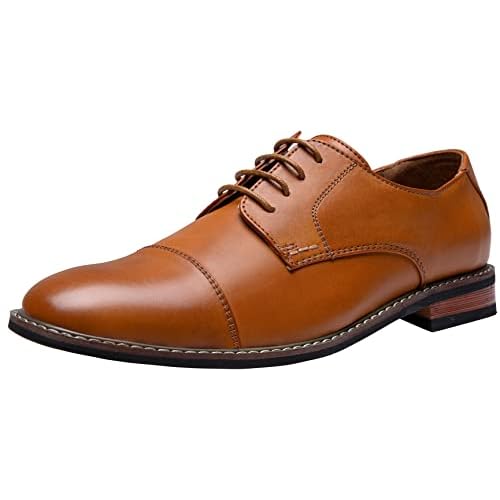 Jousen Men's Dress Shoes Cap Toe Formal Oxfords for Men Business Lace Up Casual Shoes