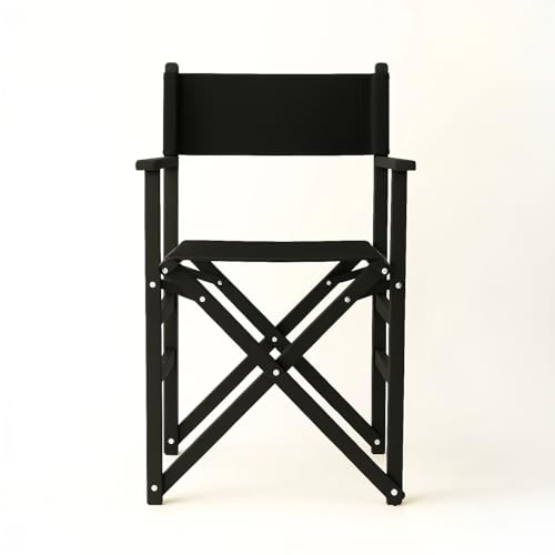 Spacio Silla de Director Kubrick Plegable de Tela y Madera para Cine y decoración – Ligera, portátil, Multifuncional, Interior/Exterior, Estilo Vintage +120Kg (Negro/Negro)